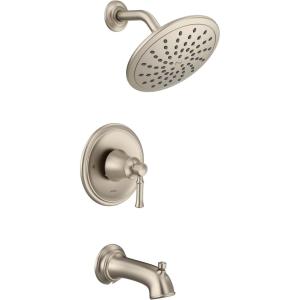 imageMoen T2283EPORB Dartmoor Tub Shower Faucet System with Rainshower Showerhead without Valve Oil Rubbed BronzeBrushed Nickel