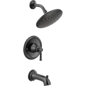 imageMoen T2283EPORB Dartmoor Tub Shower Faucet System with Rainshower Showerhead without Valve Oil Rubbed BronzeMatte Black
