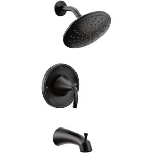 imageMoen T2843EP Glyde Tub Shower Faucet System with Rainshower Showerhead without Valve ChromeMatte Black