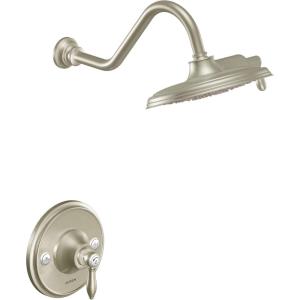 imageMoen TS32102 Weymouth PosiTemp Shower Trim Kit Valve Required including 9Inch 2Spray EcoPerformance Rainshower ChromeBrushed Nickel