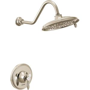imageMoen TS32102 Weymouth PosiTemp Shower Trim Kit Valve Required including 9Inch 2Spray EcoPerformance Rainshower ChromePolished Nickel