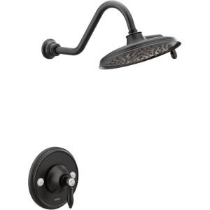 imageMoen TS32102BG Weymouth PosiTemp Shower Trim Kit Valve Required including 9Inch 2Spray EcoPerformance Rainshower Brushed GoldMatte Black