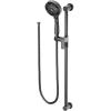 imageMoen 3670EPBL 5Function Massaging Handshower with Toggle Pause Includes 30Inch Slide Bar and 69Inch Hose Matte BlackMatte Black