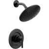 imageMoen Gibson Matte Black Pressure Balancing Modern Shower Trim with Wide EcoPerformance Rain Shower Head and Shower Lever Handle PosiTemp Valve Required T3002EPBL