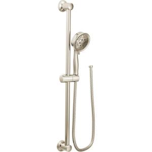 imageMoen 3667EP Showering EcoPerformance Handheld Showerhead with 69 Long Hose Featuring 30Inch Slide Bar 1 count ChromePolished Nickel
