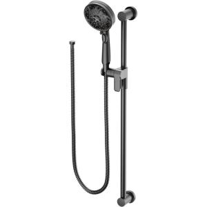 imageMoen 3670EPBL 5Function Massaging Handshower with Toggle Pause Includes 30Inch Slide Bar and 69Inch Hose Matte BlackMatte Black