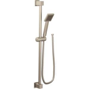 imageMoen 90 Degree Brushed Nickel Modern EcoPerformance Handshower Handheld Shower with 30Inch Slide Bar and 69Inch Metal Hose S3879EPBN