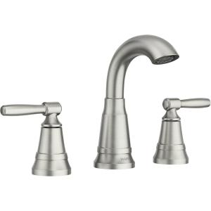 imageMoen Halle Spot Resist Brushed Nickel OneHandle Single Hole Bathroom Sink Faucet with Optional Deckplate 84970SRN2 Handle  Widespread