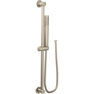 imageMoen Modern Matte Black EcoPerformance Handshower Handheld Shower with 30Inch Slide Bar and 69Inch Metal Hose 3887EPBLBrushed Nickel