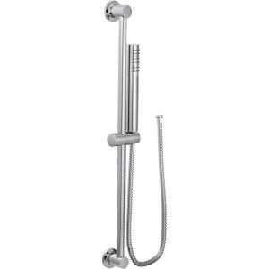 imageMoen Modern Matte Black EcoPerformance Handshower Handheld Shower with 30Inch Slide Bar and 69Inch Metal Hose 3887EPBLChrome