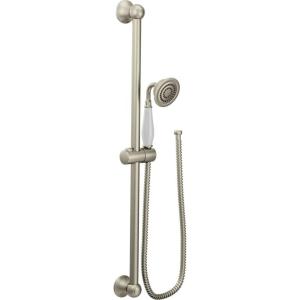 imageMoen Weymouth Chrome Traditional EcoPerformance Handshower Handheld Shower with 30Inch Slide Bar and 69Inch Metal Hose S12107EPBrushed Nickel