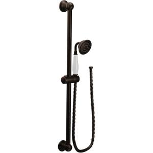 imageMoen Weymouth Chrome Traditional EcoPerformance Handshower Handheld Shower with 30Inch Slide Bar and 69Inch Metal Hose S12107EPOil Rubbed Bronze