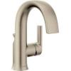 imageMoen S6910BL Doux Collection One Handle High Arc Laminar Stream Bathroom Faucet Matte BlackBrushed Nickel