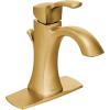 imageMoen Voss Oil Rubbed Bronze OneHandle HighArc Bathroom Faucet with Drain Assembly for SingleHole Sink 6903ORBGold