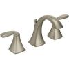 imageMoen Voss OilRubbed Bronze TwoHandle Widespread 3Hole HighArc Lavatory Faucet with Vanity Drain Assembly for Bathroom Sink T6905ORBPolished Nickel