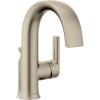imageMoen S6910BL Doux Collection One Handle High Arc Laminar Stream Bathroom Faucet Matte BlackBrushed Nickel