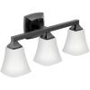 imageMoen Voss Matte Black 3Light DualMount Bath Bathroom Vanity Light Fixture with Frosted Glass YB5163BL