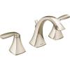 imageMoen Voss OilRubbed Bronze TwoHandle Widespread 3Hole HighArc Lavatory Faucet with Vanity Drain Assembly for Bathroom Sink T6905ORBPolished Nickel