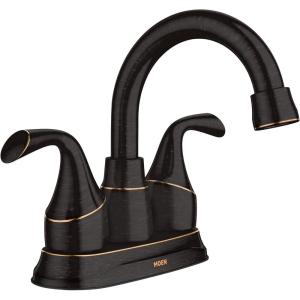 imageMoen Idora Mediterranean Bronze TwoHandle Centerset Bathroom Sink Faucet with Drain Assembly 84115BRB