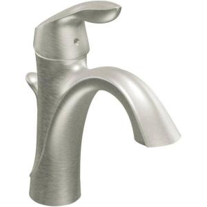 imageMoen OilRubbed Bronze Single Hole Bathroom Sink Faucet Trim Kit with Deck Plate and Water Drain Ideal for Bath Vanity Sinks 6400ORBBrushed Nickel