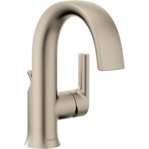 imageMoen S6910BL Doux Collection One Handle High Arc Laminar Stream Bathroom Faucet Matte BlackBrushed Nickel