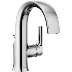 imageMoen S6910BL Doux Collection One Handle High Arc Laminar Stream Bathroom Faucet Matte BlackChrome