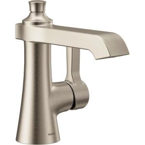 imageMoen S6981 Flara OneHandle Single Hole Bathroom Faucet with Drain Assembly ChromeBrushed Nickel