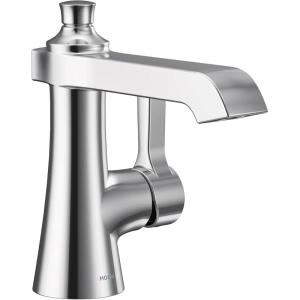 imageMoen S6981 Flara OneHandle Single Hole Bathroom Faucet with Drain Assembly ChromeChrome