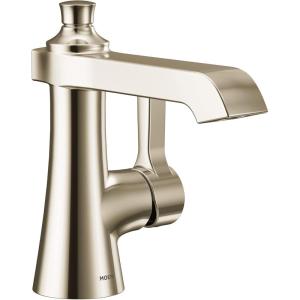 imageMoen S6981 Flara OneHandle Single Hole Bathroom Faucet with Drain Assembly ChromePolished Nickel