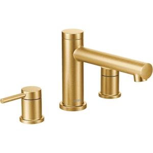 imageMoen T393BG Align 2Handle Deck Mount Modern Roman Tub Faucet Trim Kit Valve Required Brushed GoldBrushed Gold