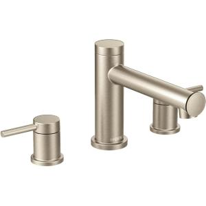 imageMoen T393BG Align 2Handle Deck Mount Modern Roman Tub Faucet Trim Kit Valve Required Brushed GoldBrushed Nickel