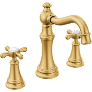 imageMoen TS42114ORB Weymouth TwoHandle Widespread Cross Handle Bathroom Faucet Trim Kit Valve Required Oil Rubbed BronzeBrushed Gold