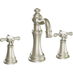 imageMoen TS42114ORB Weymouth TwoHandle Widespread Cross Handle Bathroom Faucet Trim Kit Valve Required Oil Rubbed BronzeBrushed Nickel
