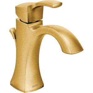 imageMoen Voss Oil Rubbed Bronze OneHandle HighArc Bathroom Faucet with Drain Assembly for SingleHole Sink 6903ORBGold
