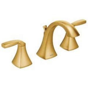 imageMoen Voss OilRubbed Bronze TwoHandle Widespread 3Hole HighArc Lavatory Faucet with Vanity Drain Assembly for Bathroom Sink T6905ORBBrushed Gold