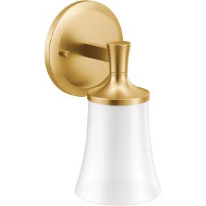 imageMoen YB0361CH Flara 1Light DualMount Bath Bathroom Vanity Light Fixture with Frosted Glass ChromeBrushed Gold