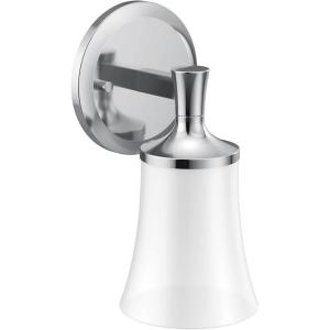 imageMoen YB0361CH Flara 1Light DualMount Bath Bathroom Vanity Light Fixture with Frosted Glass ChromeChrome