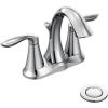 imageMoen Eva OilRubbed Bronze TwoHandle Centerset Lavatory Faucet with Drain Assembly Sink Faucet Bathroom 3Hole for Standard 4inch Countertop Setup 6410ORBChrome