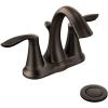 imageMoen Eva OilRubbed Bronze TwoHandle Centerset Lavatory Faucet with Drain Assembly Sink Faucet Bathroom 3Hole for Standard 4inch Countertop Setup 6410ORBOil Rubbed Bronze