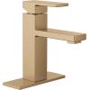 imageMoen Revyl Matte Black OneHandle Single Hole Modern Bathroom Sink Faucet with Optional Deckplate and Spring Loaded Drain Assembly 84771BLBronzed Gold