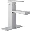 imageMoen Revyl Matte Black OneHandle Single Hole Modern Bathroom Sink Faucet with Optional Deckplate and Spring Loaded Drain Assembly 84771BLChrome
