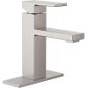 imageMoen Revyl Matte Black OneHandle Single Hole Modern Bathroom Sink Faucet with Optional Deckplate and Spring Loaded Drain Assembly 84771BLSpot Resist Nickel