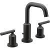 imageMoen T6142BL Gibson Two Handle 8Inch Widespread High Arc Modern Bathroom Sink Faucet Valve Required Trim Only Matte BlackMatte Black