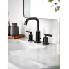 imageMoen T6142BL Gibson Two Handle 8Inch Widespread High Arc Modern Bathroom Sink Faucet Valve Required Trim Only Matte BlackMatte Black