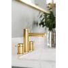 imageMoen Two Handle Widespread Contemporary Modern Matte Black Bathroom Sink Faucet with Drain Kit Perfect for Countertop and Wide Spread Bath Setup T6193BLBrushed Gold
