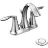 imageMoen Eva OilRubbed Bronze TwoHandle Centerset Lavatory Faucet with Drain Assembly Sink Faucet Bathroom 3Hole for Standard 4inch Countertop Setup 6410ORBChrome