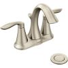 imageMoen Eva OilRubbed Bronze TwoHandle Centerset Lavatory Faucet with Drain Assembly Sink Faucet Bathroom 3Hole for Standard 4inch Countertop Setup 6410ORBBrushed Nickel