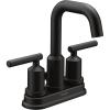 imageMoen Gibson Matte Black TwoHandle Centerset High Arc Modern Bathroom Faucet with Drain Assembly Contemporary Black Sink Faucet for 3Hole Countertops 6150BLMatte Black