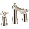 imageMoen TS6985NL Flara TwoHandle 8 in Widespread Cross Handle Bathroom Faucet Trim Kit Valve Required Polished Nickel