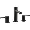imageMoen Two Handle Widespread Contemporary Modern Matte Black Bathroom Sink Faucet with Drain Kit Perfect for Countertop and Wide Spread Bath Setup T6193BLMatte Black